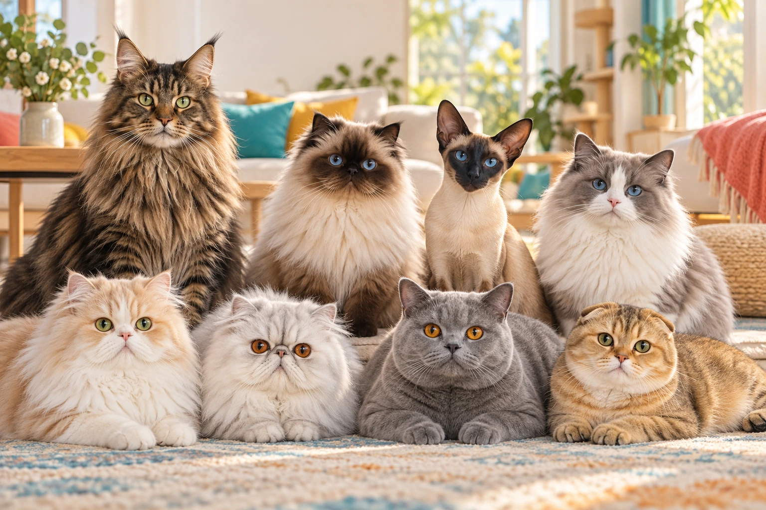 A family of cats at home